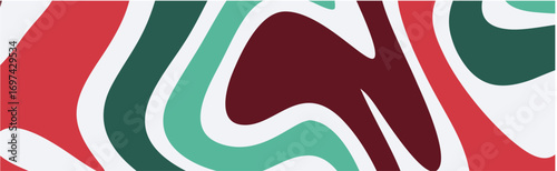 Abstract wavy pattern in traditional Christmas colors creating a festive and organic design for the holiday season.