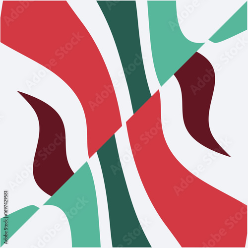 A Captivating Abstract Design Evokes Festive Christmas Spirit with Bold Swirling Patterns in Red Green and White Hues.