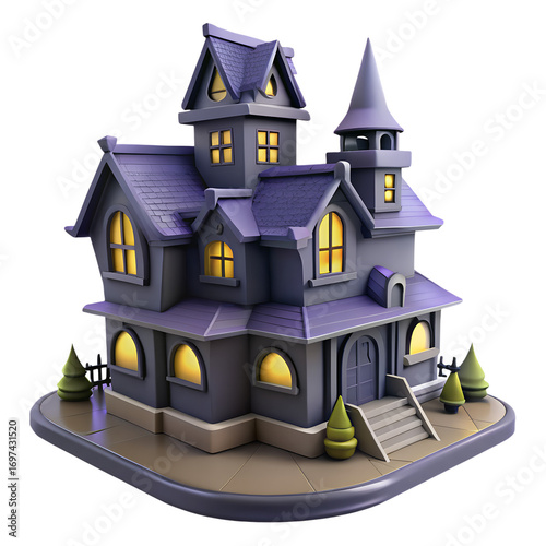 Realistic Horror Haunted House Illustration