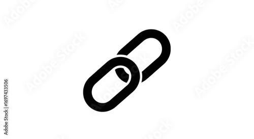 A simple black chain link icon symbolizing connection, security, and unity, isolated on a clean transparent background
