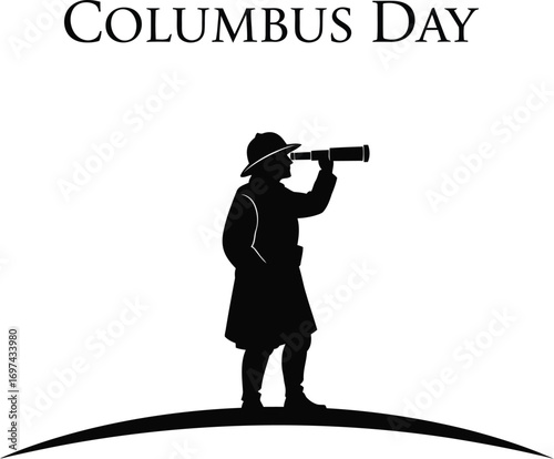 Columbus day with man looking through telescope