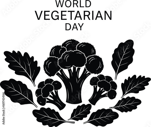 World vegetarian day with broccoli and leaves embrace a healthy and sustainable lifestyle
