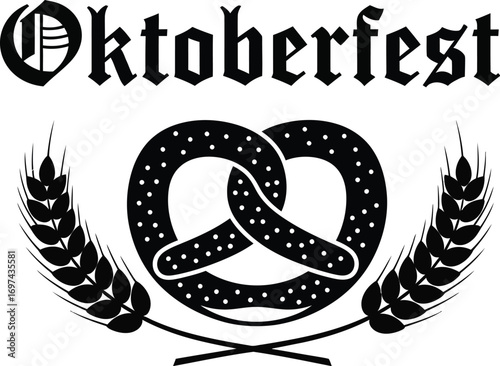 Oktoberfest pretzel with wheat ears illustration