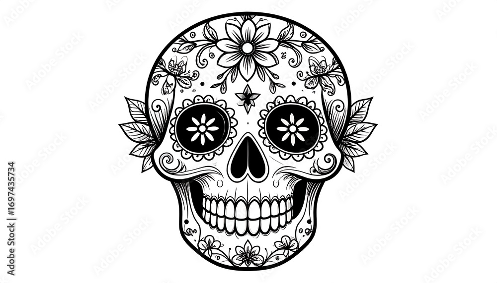 Fototapeta premium Ornate sugar skull graphic
