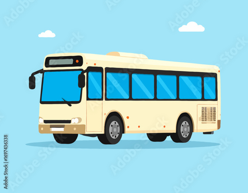 City bus side view clean lines light yellow color transportation public transport high quality professional
