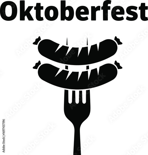 Oktoberfest with sausage fork, a symbol of the German beer festival and celebration