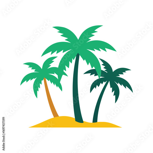 Vector Illustration of Tropical Palm Trees Landscape