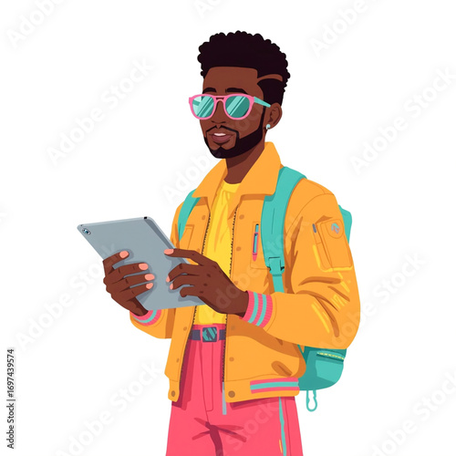 man with tablet