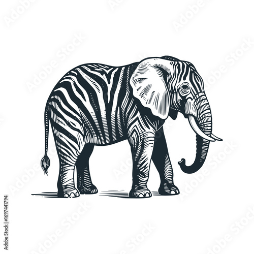 Zebra pattern elephant skin – Black and White Icon Vector and Illustration