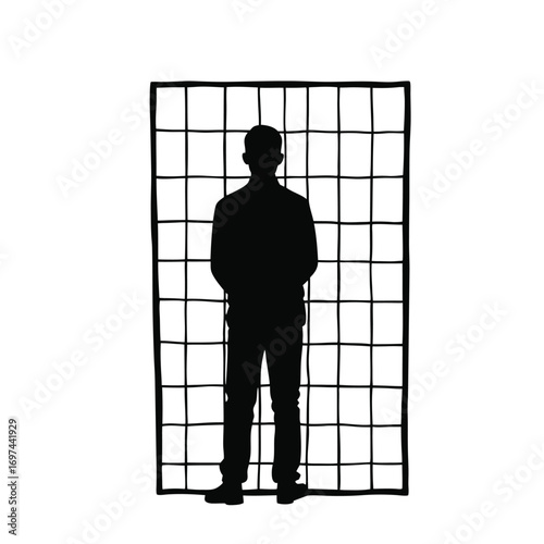 Man standing in front of grid silhouette person