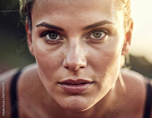 Focused Female Athlete Preparing for a Weightlifting Competition
