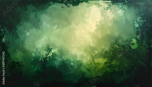 Abstract painting of a deep forest scene