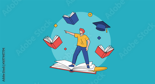 Student learning exploration discovering knowledge through books and education concepts