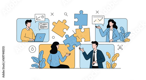 Teamwork and collaboration for business success strategy development meetings