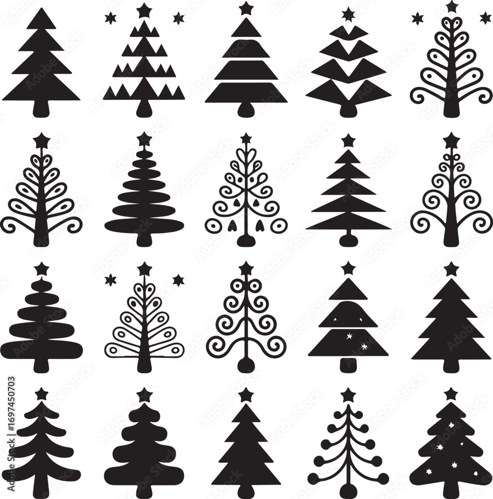 Obraz premium Christmas tree icon collection vector illustration