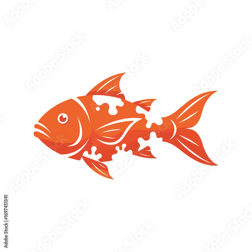 Vibrant orange koi fish illustration stylized artistic design aquatic pet pond life vector