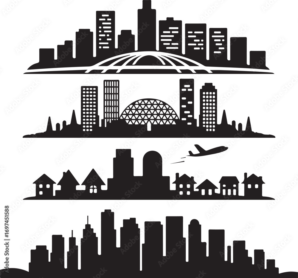 Fototapeta premium Cities silhouette icon