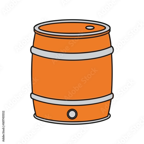 Classic orange wooden barrel illustration with metal bands perfect for beverage or storage concepts vector