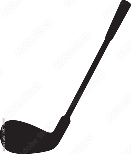 Close up of iron or wedge golf club flat vector icon for sports apps and websites