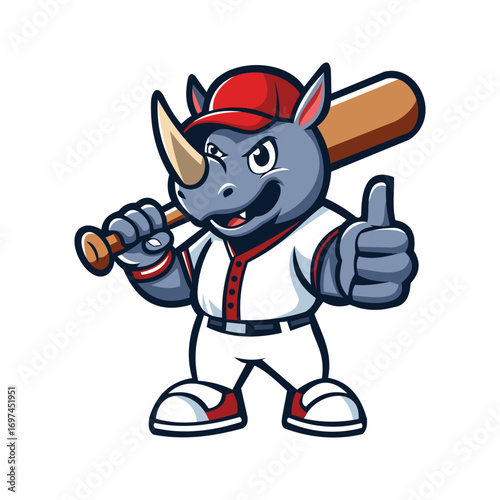 Baseball Rhino Character Mascot Vector