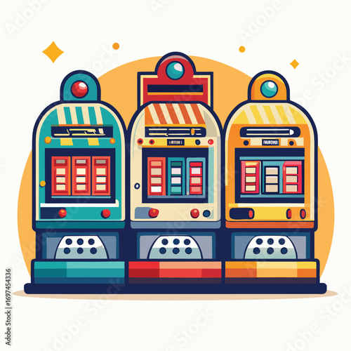 Set of 3 colorful slot machines vector