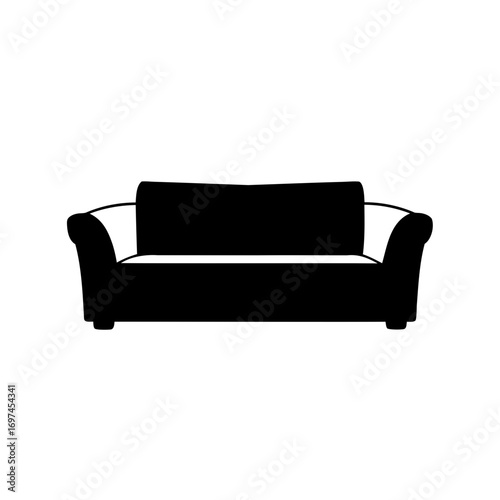 Simple Silhouette of a Comfortable Sofa or Couch for Living Room