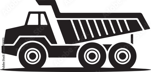 Dump truck glyph icon or industrial vehicle sign