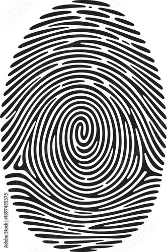 Fingerprint icon. Cyber security concept. Digital security authentication concept. Biometric authorization. Identification. Vector illustration black isolated fingerprint sign on white background