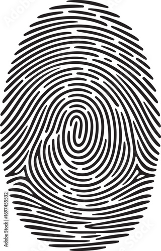 Fingerprint icon. Cyber security concept. Digital security authentication concept. Biometric authorization. Identification. Vector illustration black isolated fingerprint sign on white background