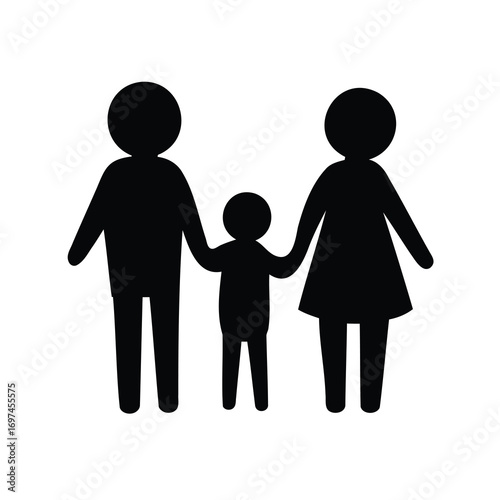 Silhouette of a Loving Family Holding Hands Representing Togetherness and Unity