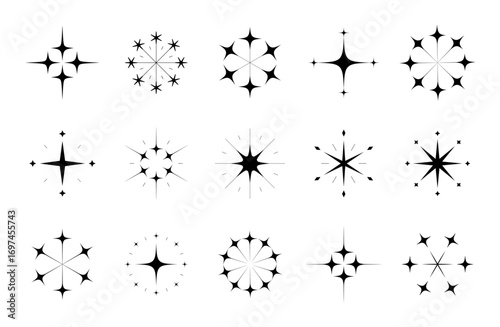 光　雪の結晶　光線　ファンタジー　星　イラスト　ベクター　複数　飾り　装飾　アクセント　幻想的