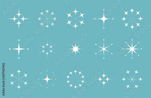 光　雪の結晶　光線　ファンタジー　星　イラスト　ベクター　複数　飾り　装飾　アクセント　幻想的
