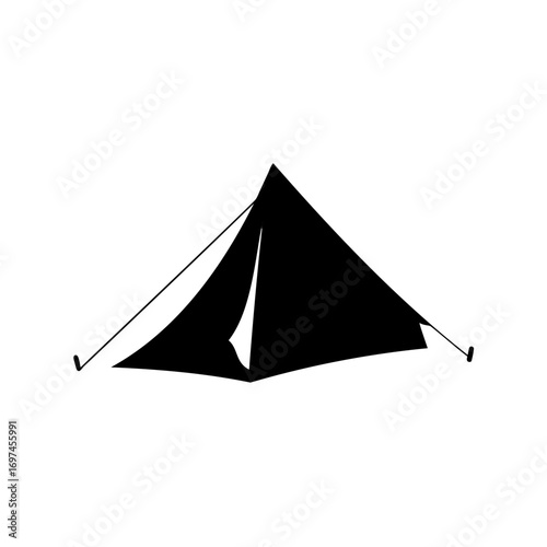 Camping tent illustration a simple black and white design great outdoor recreation