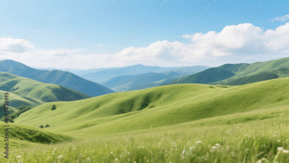 Fototapeta premium mountain landscape with green grass