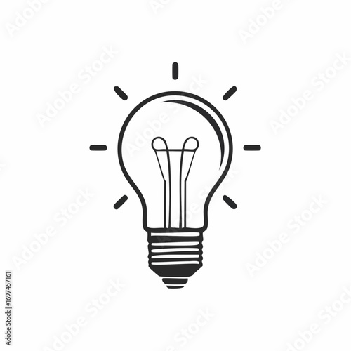Minimal black lightbulb vector illustration