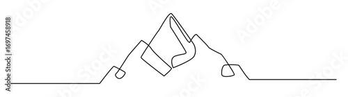 One Line Art of Rocky Mountains Landscape
