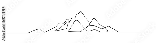 Minimalist Single Line Drawing of Mountain Range