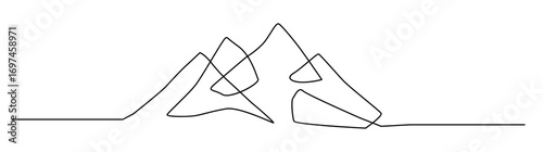 Mountain Range Continuous Line Art Illustration