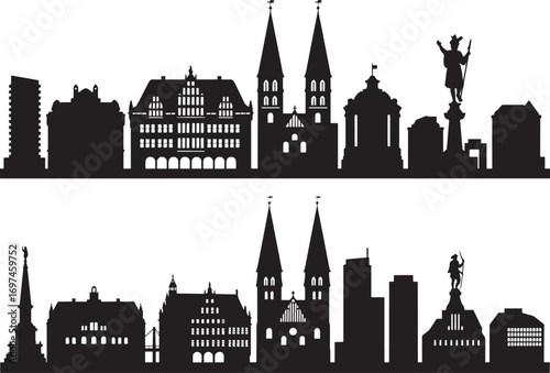 Aachen skyline silhouette vector art