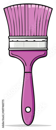 Illustration of a Pink Paintbrush with a White Fill, Ideal for Crafting and Design Projects