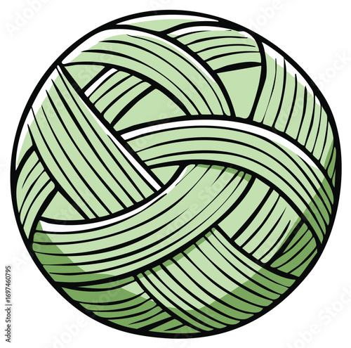 Intricate Woven Rattan Ball Illustration for Sepak Takraw Sport Equipment