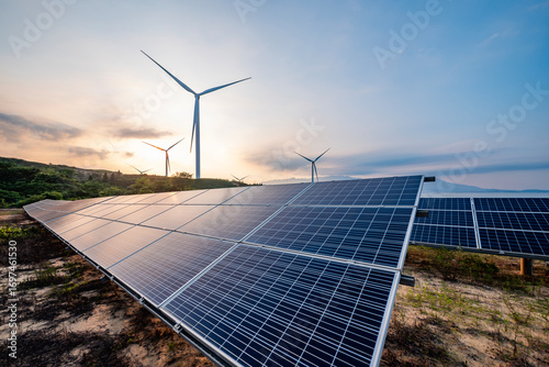 solar panels and wind turbines