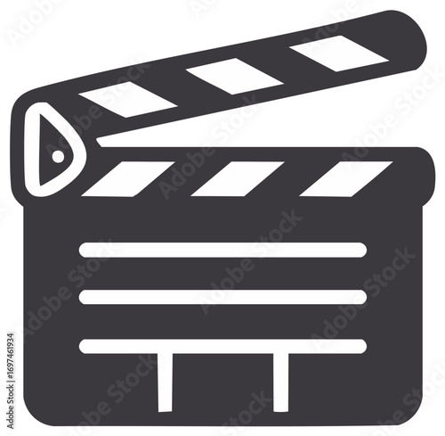 Movie clapboard icon representing filmmaking and video production with a classic design