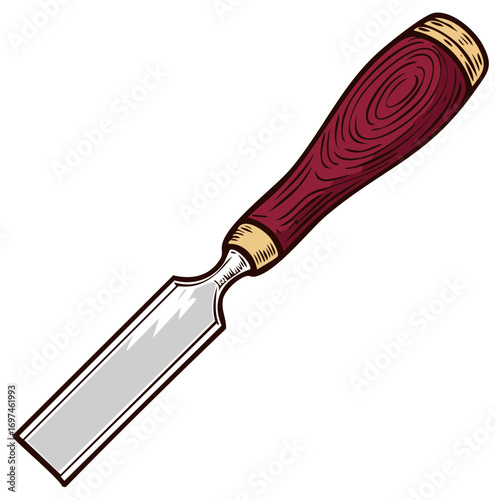 Professional Wood Chisel Hand Tool for Carving and Crafting Illustration