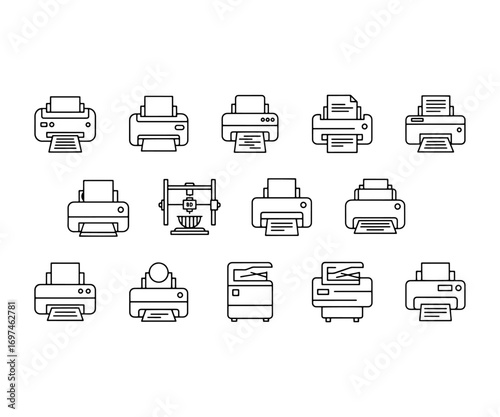 Minimal Line Printer Icons Collection