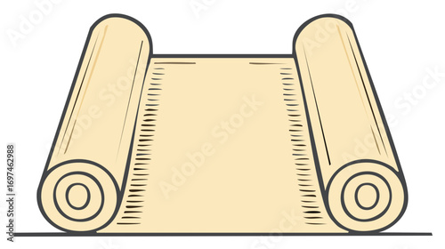 Open blank ancient paper scroll illustration for text or message historical document or certificate