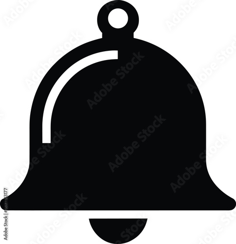 A 3d cartoon illustration of a metal vector bell icon designed as a holiday Christmas decoration object and shaped like a round ball or kettle
