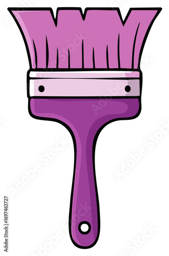 Simple cartoon style illustration of a purple paintbrush tool for art and crafts