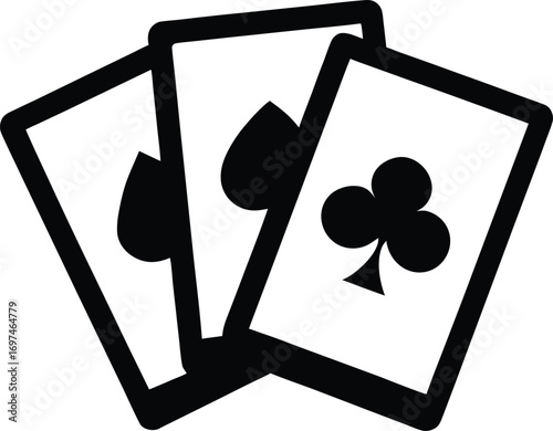 A vector illustration of an ace of spades playing card with poker chips and suits like clubs and hearts for a casino gambling game of risk and luck