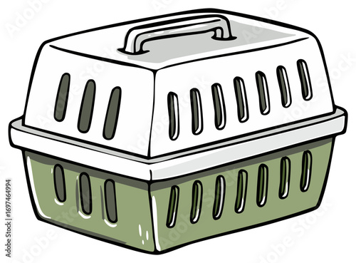 A pet carrier with a handle and openings provides safe and secure transport for small animals or pets during travel or visits